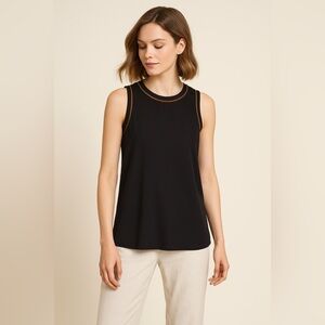 Tchibo Black Sleeveless Tank Top Orange Trim Sporty Chic